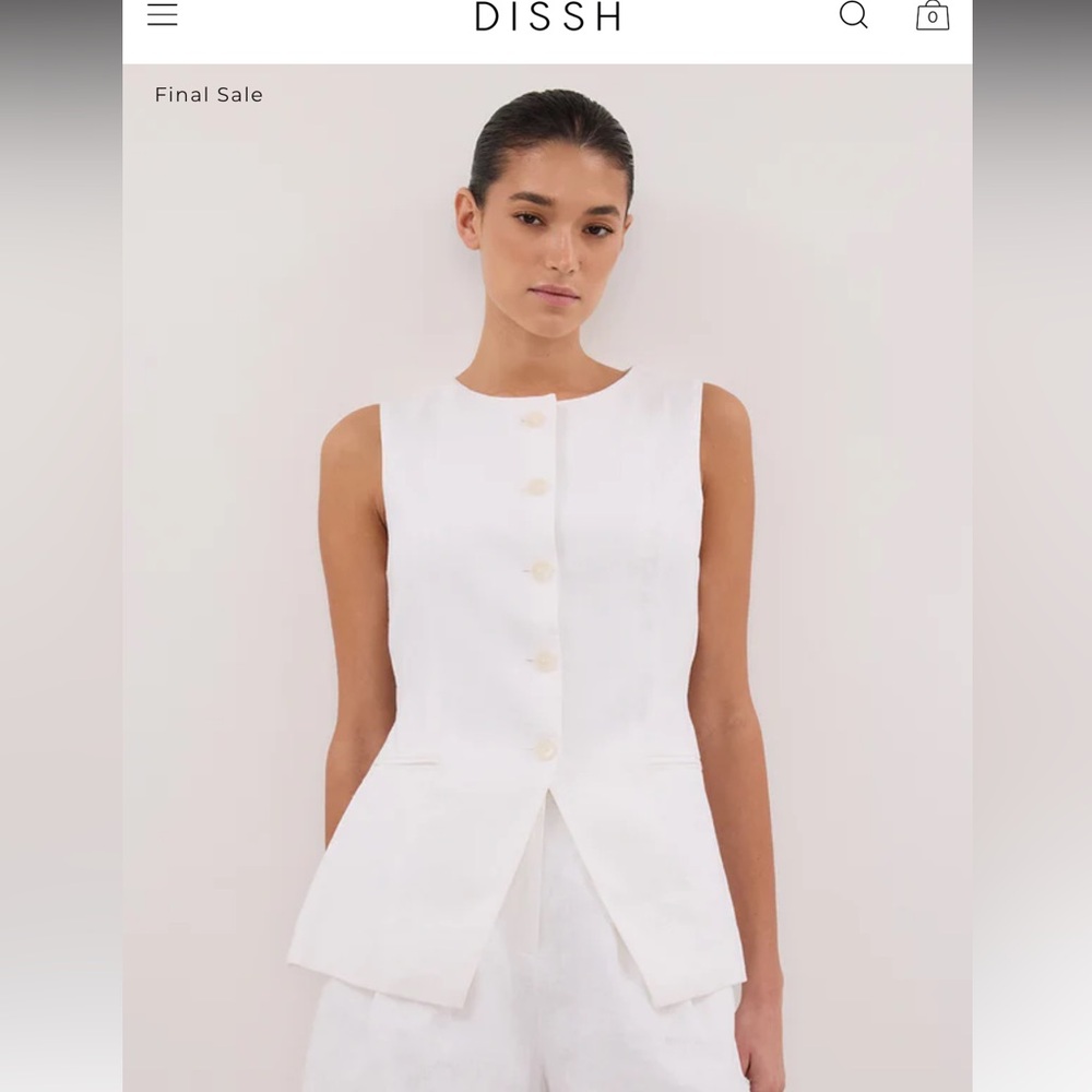 DISS H Sleeveless White Button-Front Peplum Top